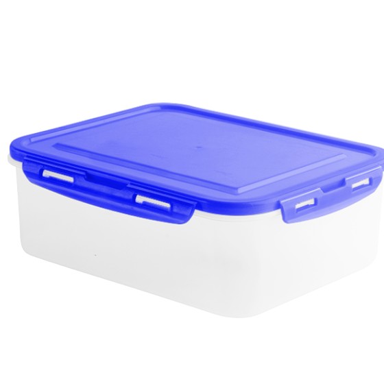 Food container- Flat Rectangular Container Clip 2000ml(74oz) (BPA FREE) Blue lid